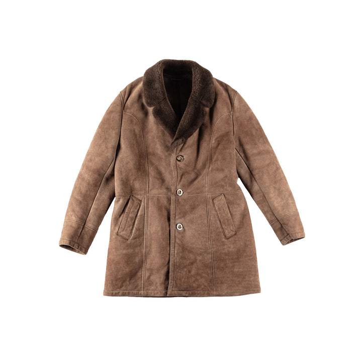 Vintage 70's Men Sheepskin Coat in BrownVN294