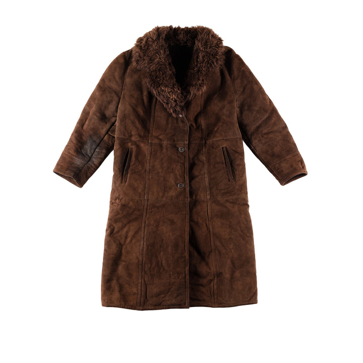 Vintage 80's Women Sheepskin Coat in BrownMN465