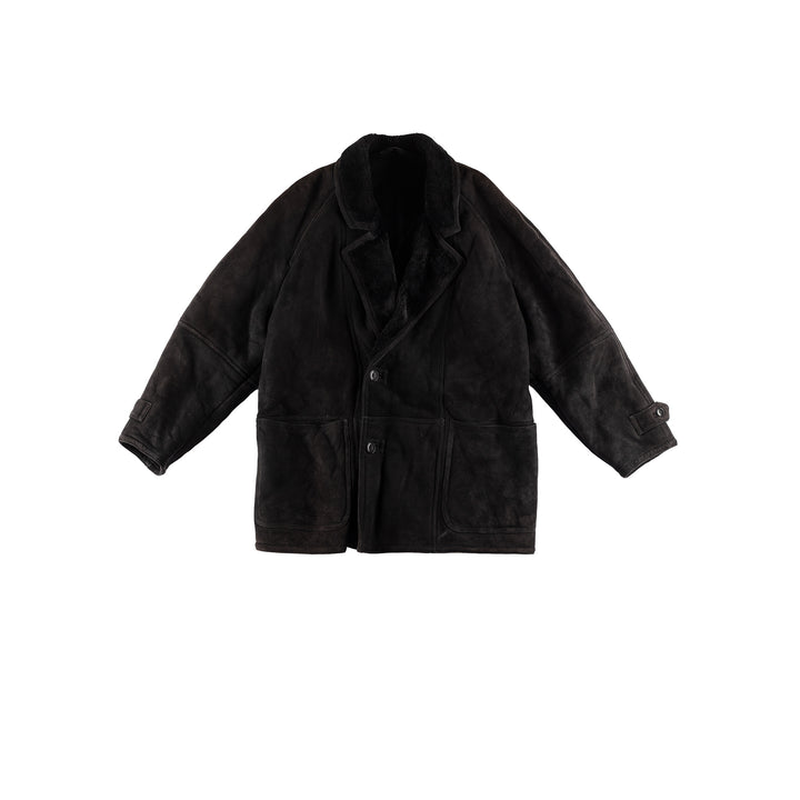 Vintage 80's Men Sheepskin Coat in BlackVN444