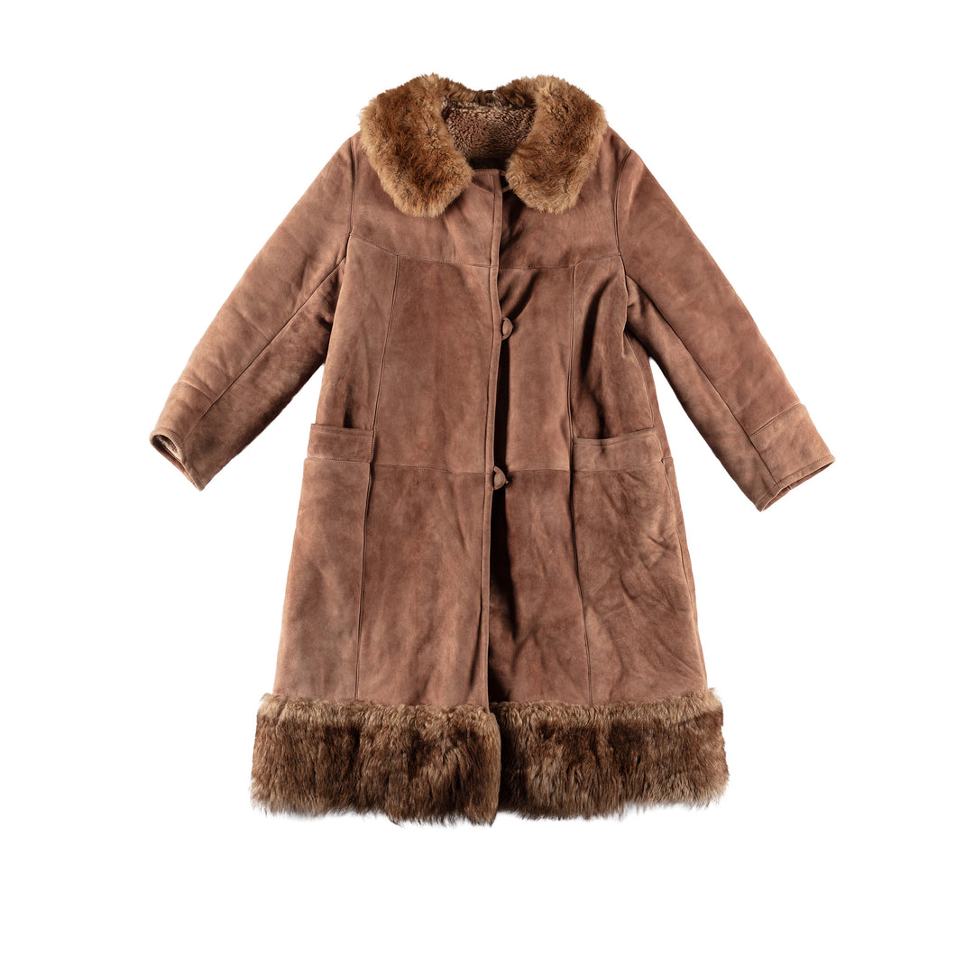 Vintage 80's Women Penny Lane Sheepskin Coat in Brown