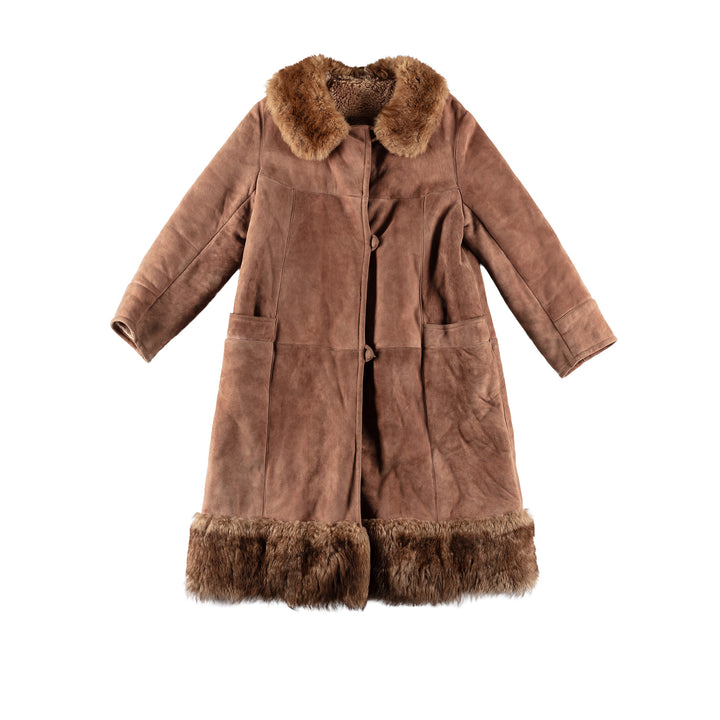 Vintage 80's Women Penny Lane Sheepskin Coat in Brown
