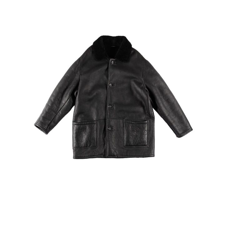 Vintage 80's Men Sheepskin Coat in BlackVN661