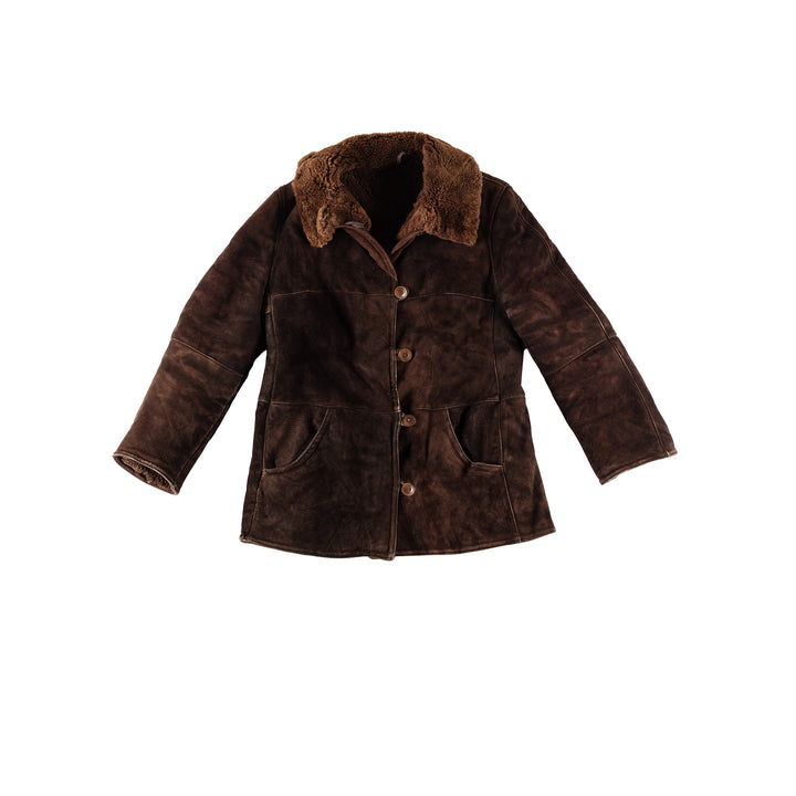 Vintage 70's Women Sheepskin Coat in BrownMN442