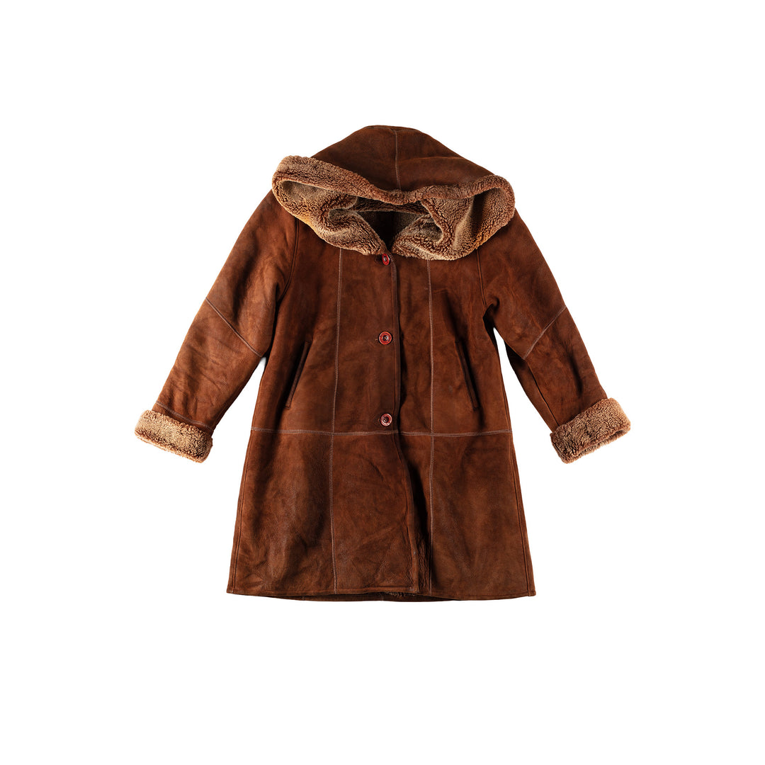 Vintage 80's Women Sheepskin Coat in BrownMN583