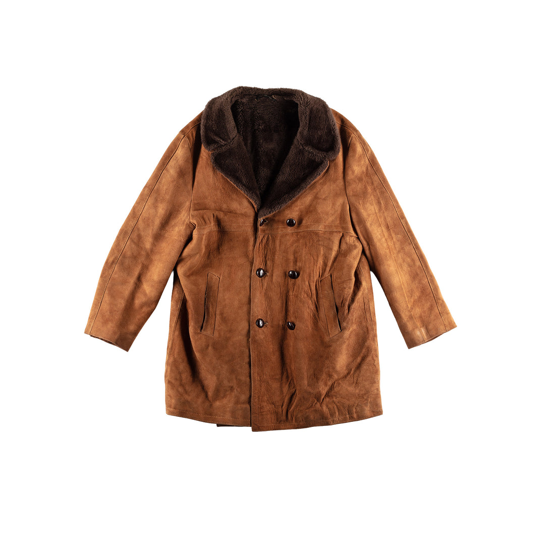 Vintage 80's Men Faux Sheepskin Coat in BrownVN435