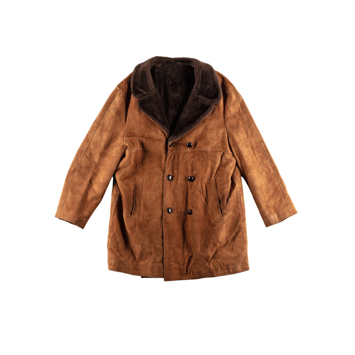 Vintage 80's Men Faux Sheepskin Coat in BrownVN435