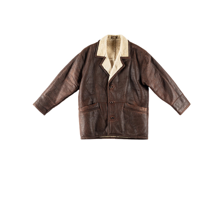 Vintage 80's Men Sheepskin Coat in BrownVN769