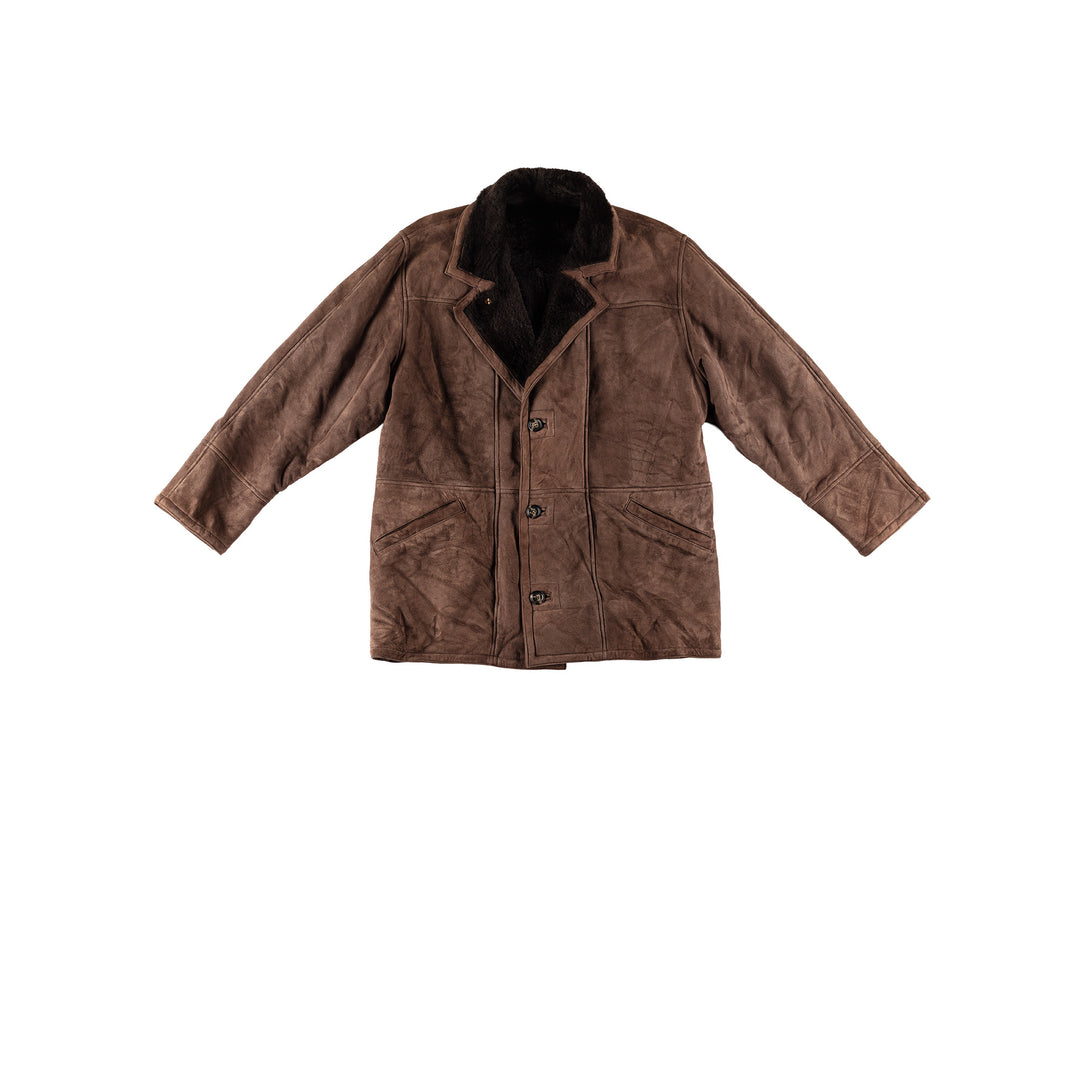 Vintage 80's Men Sheepskin Coat in BrownVN735