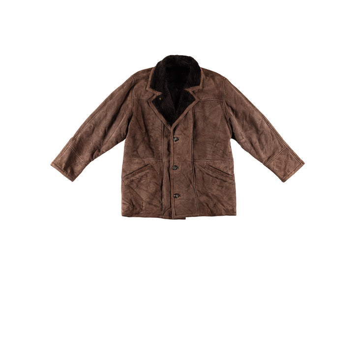 Vintage 80's Men Sheepskin Coat in BrownVN735