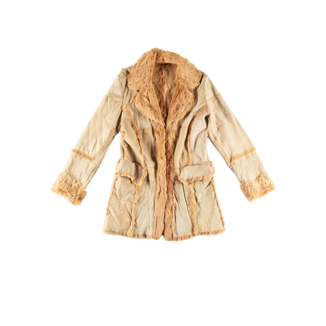 Vintage 70's Women Sheepskin Coat in BeigeMN756