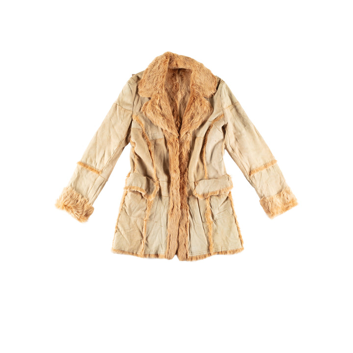 Vintage 70's Women Sheepskin Coat in BeigeMN756