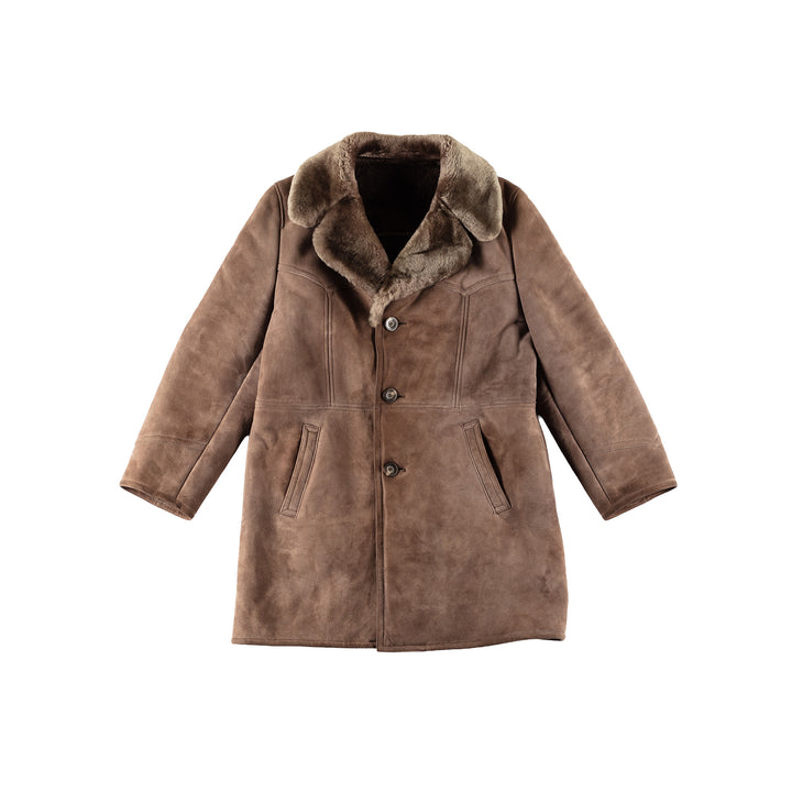 Vintage 80's Men Sheepskin Coat in BrownVN419