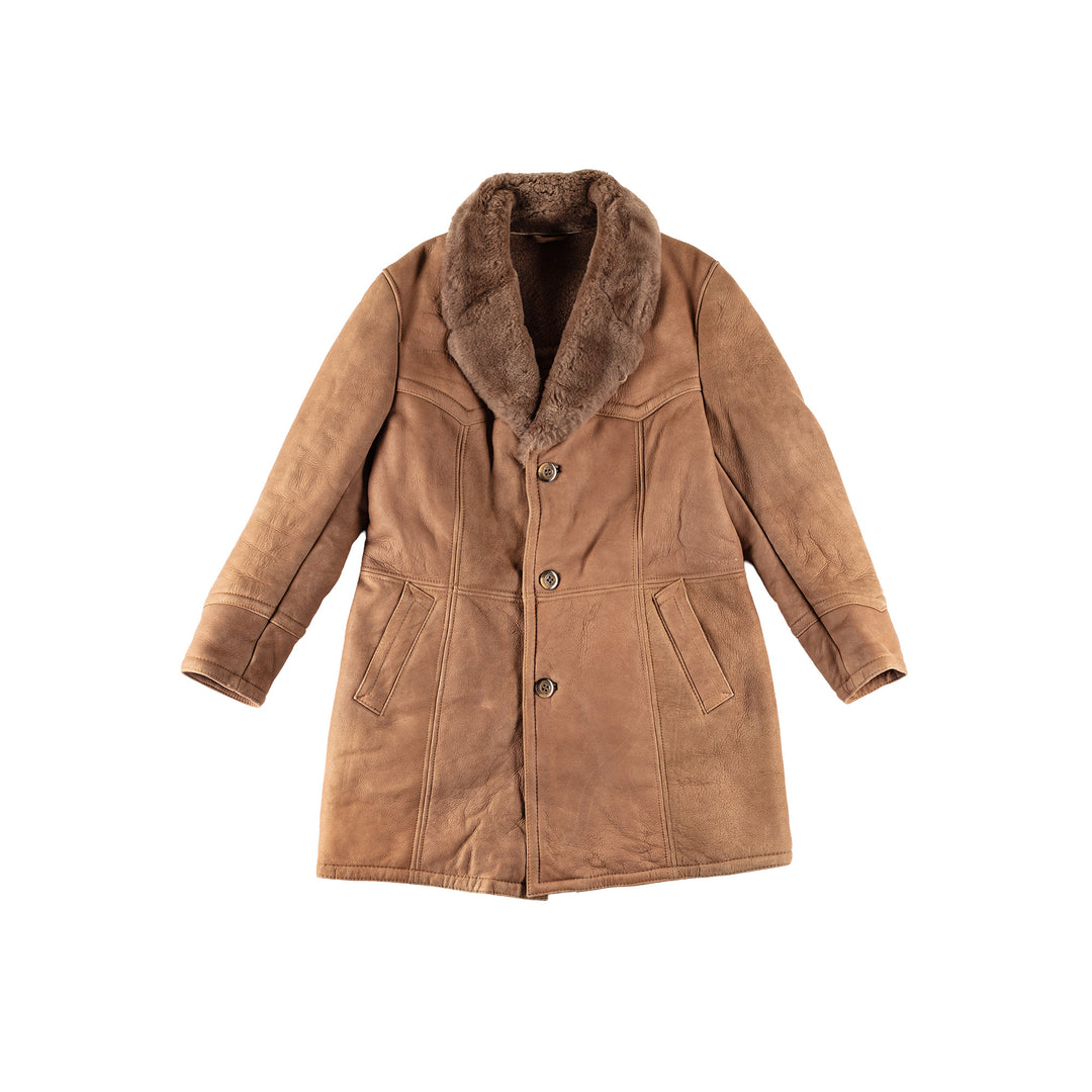 Vintage 70's Men Sheepskin Coat in BrownVN678