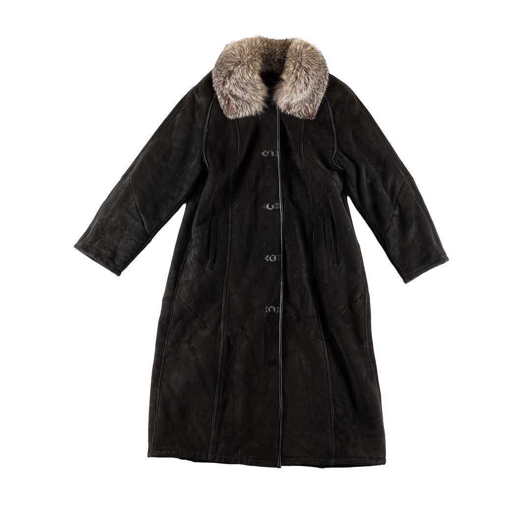 Vintage 80's Women Sheepskin Coat in BlackMN505
