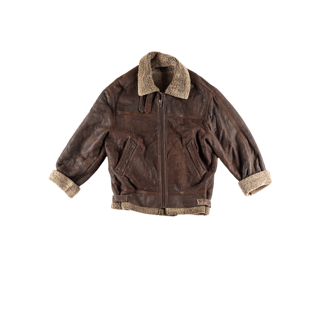 Vintage 80's Men Sheepskin Jacket in BrownVN451