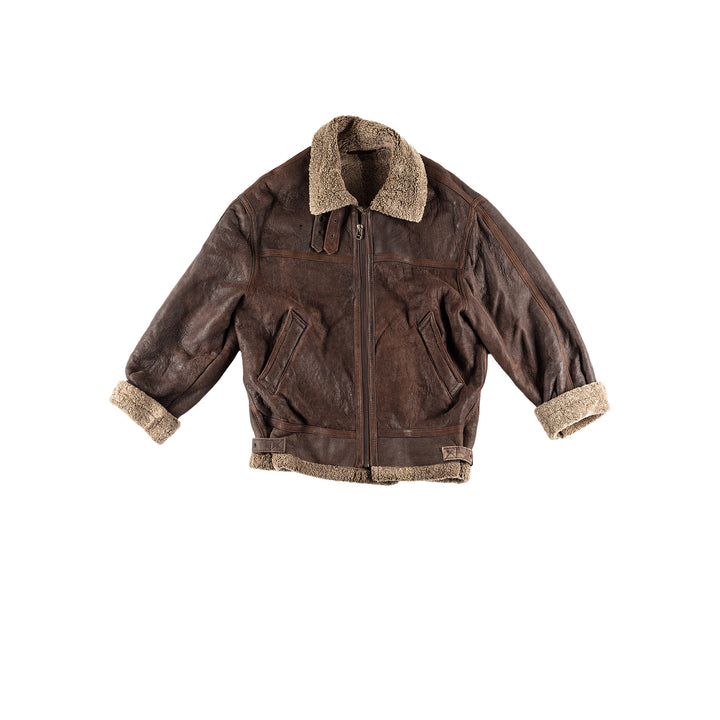 Vintage 80's Men Sheepskin Jacket in BrownVN451