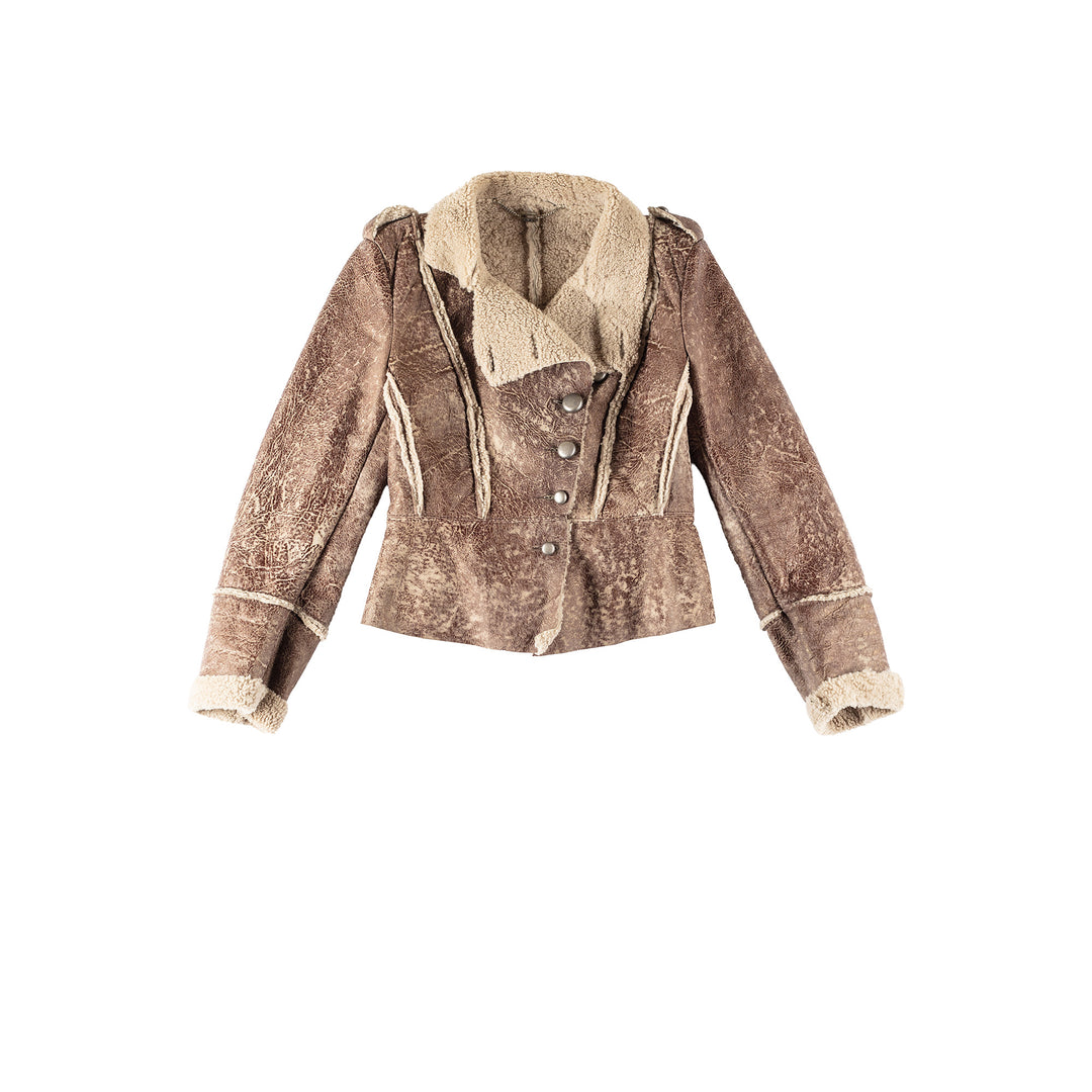 Vintage 70's Women Sheepskin Jacket in BeigeMN367