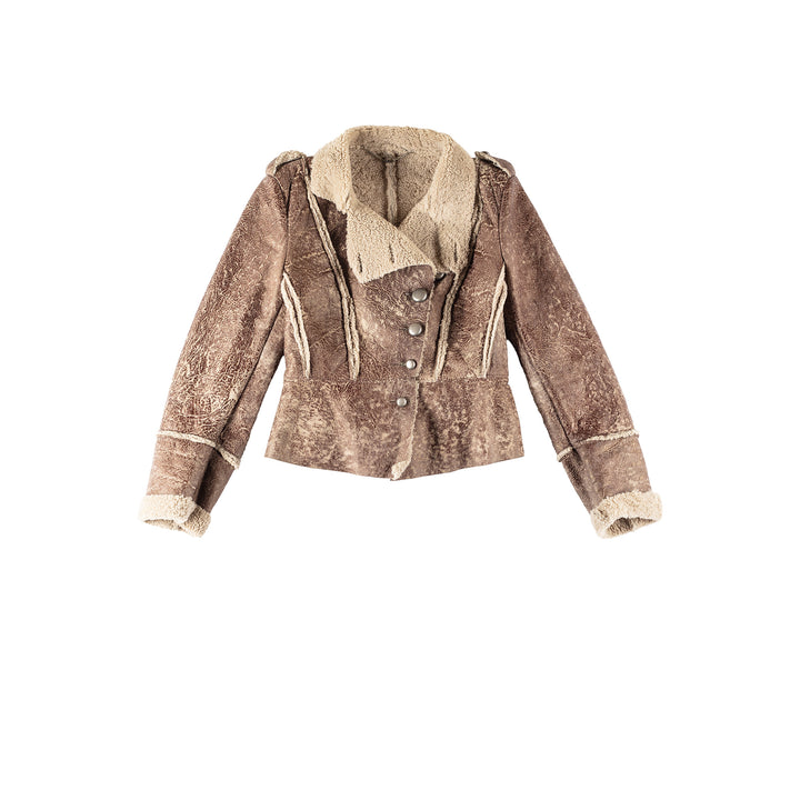 Vintage 70's Women Sheepskin Jacket in BeigeMN367