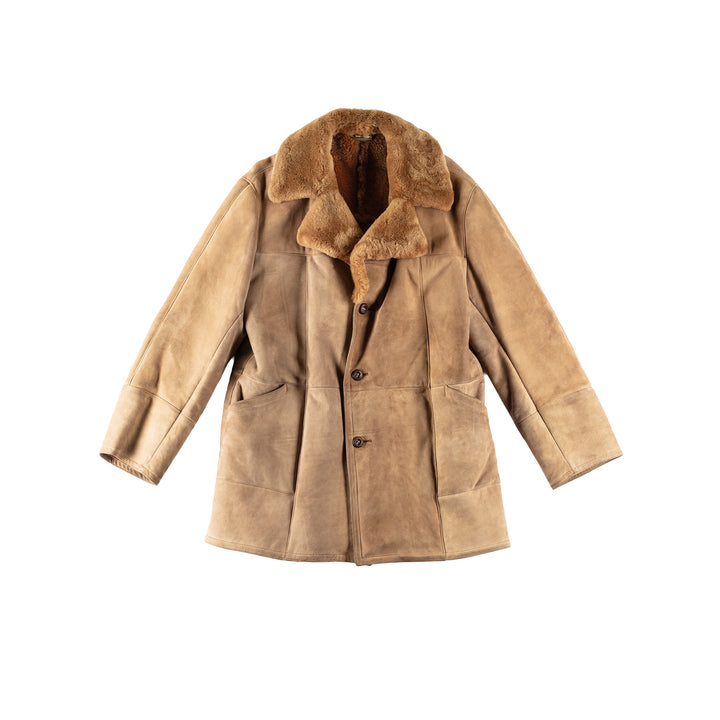 Vintage 70's Men Sheepskin Coat in BrownVN676