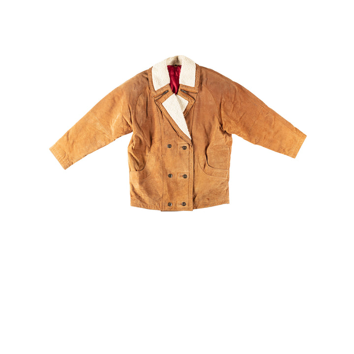 Vintage 80's Women Suede Coat in BrownMN369