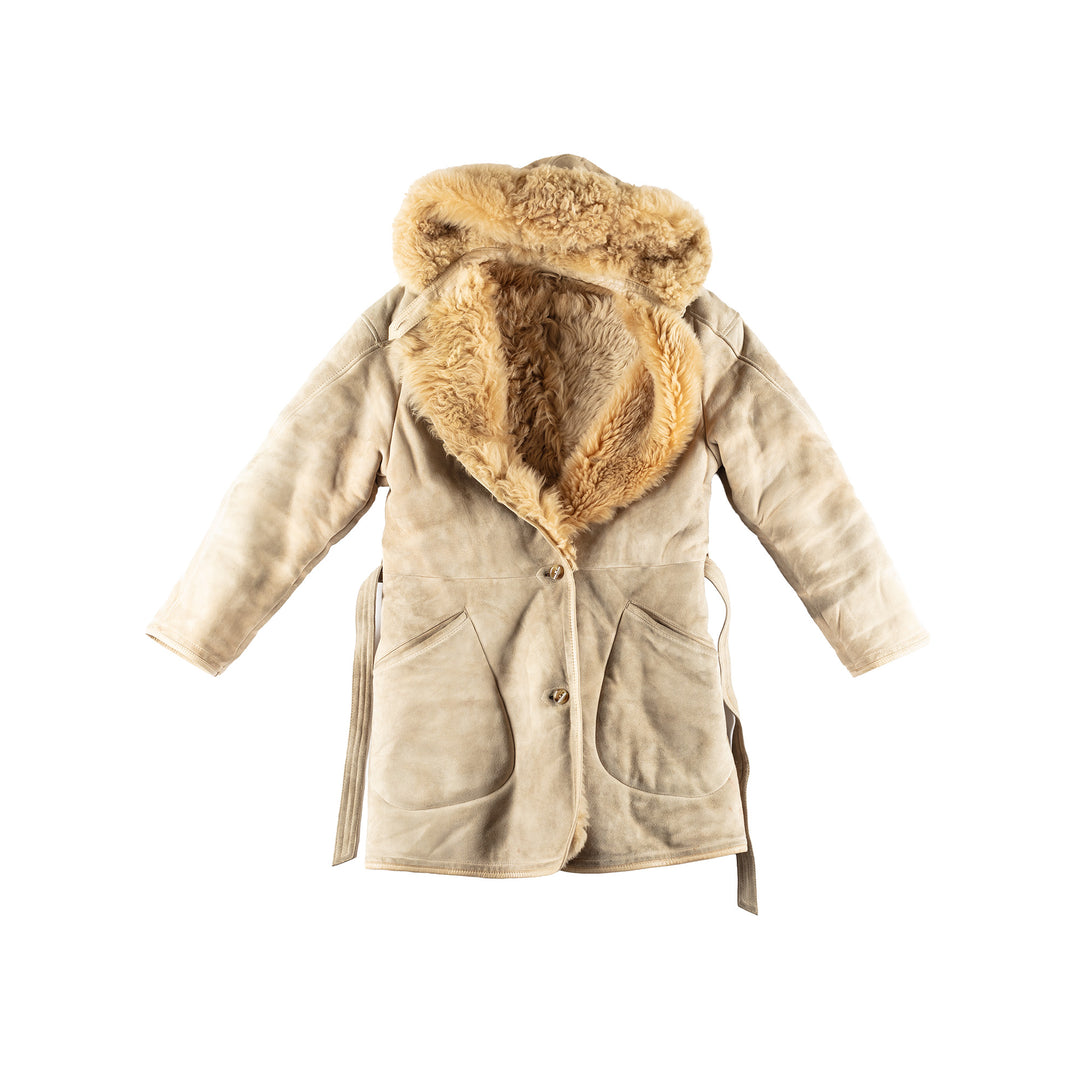 Vintage 00's Women Sheepskin Coat in Beige