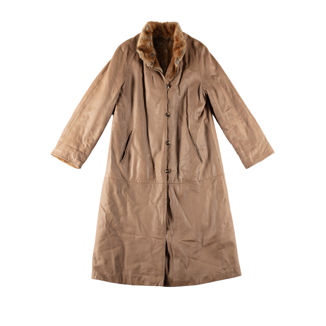 Vintage 80's Women Sheepskin Coat in BeigeMN734