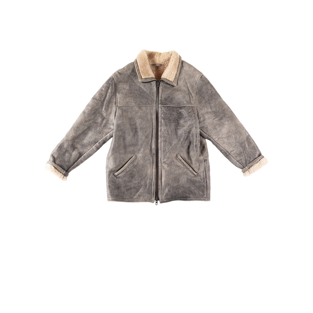 Vintage 90's Men Sheepskin Jacket in GrayVN282