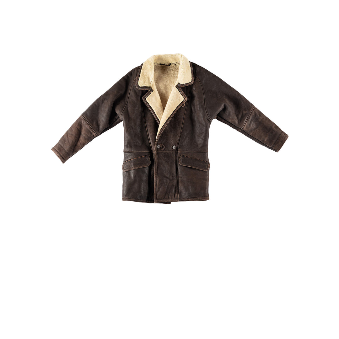 Vintage 80's Men Sheepskin Coat in BrownVN651