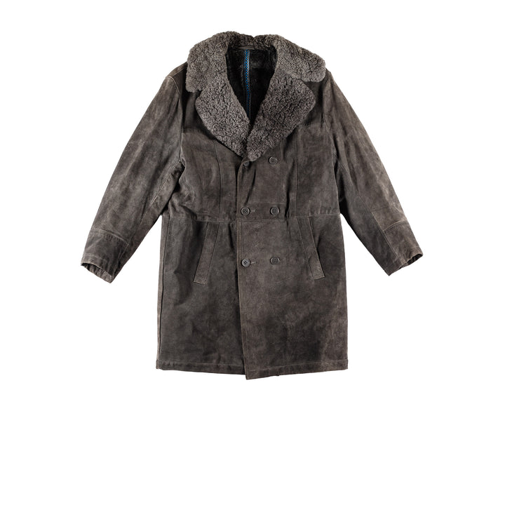 Vintage 70's Men Faux Sheepskin Coat in GrayVN748