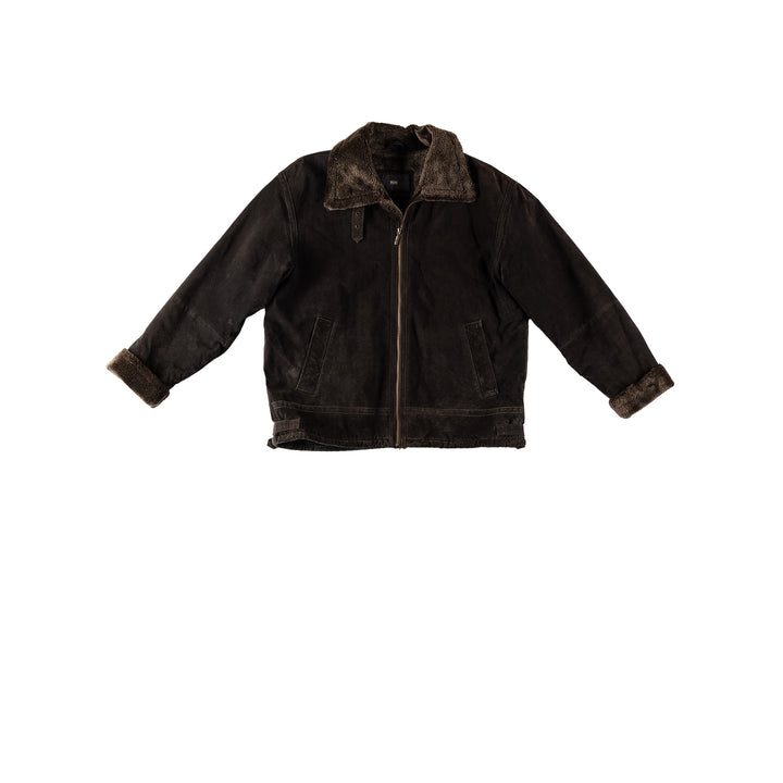 Vintage 80's Men Faux Sheepskin Jacket in BrownVN539