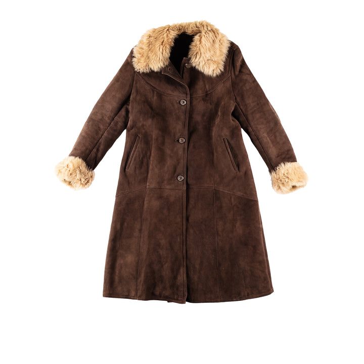 Vintage 70's Women Sheepskin Coat in BrownMN334