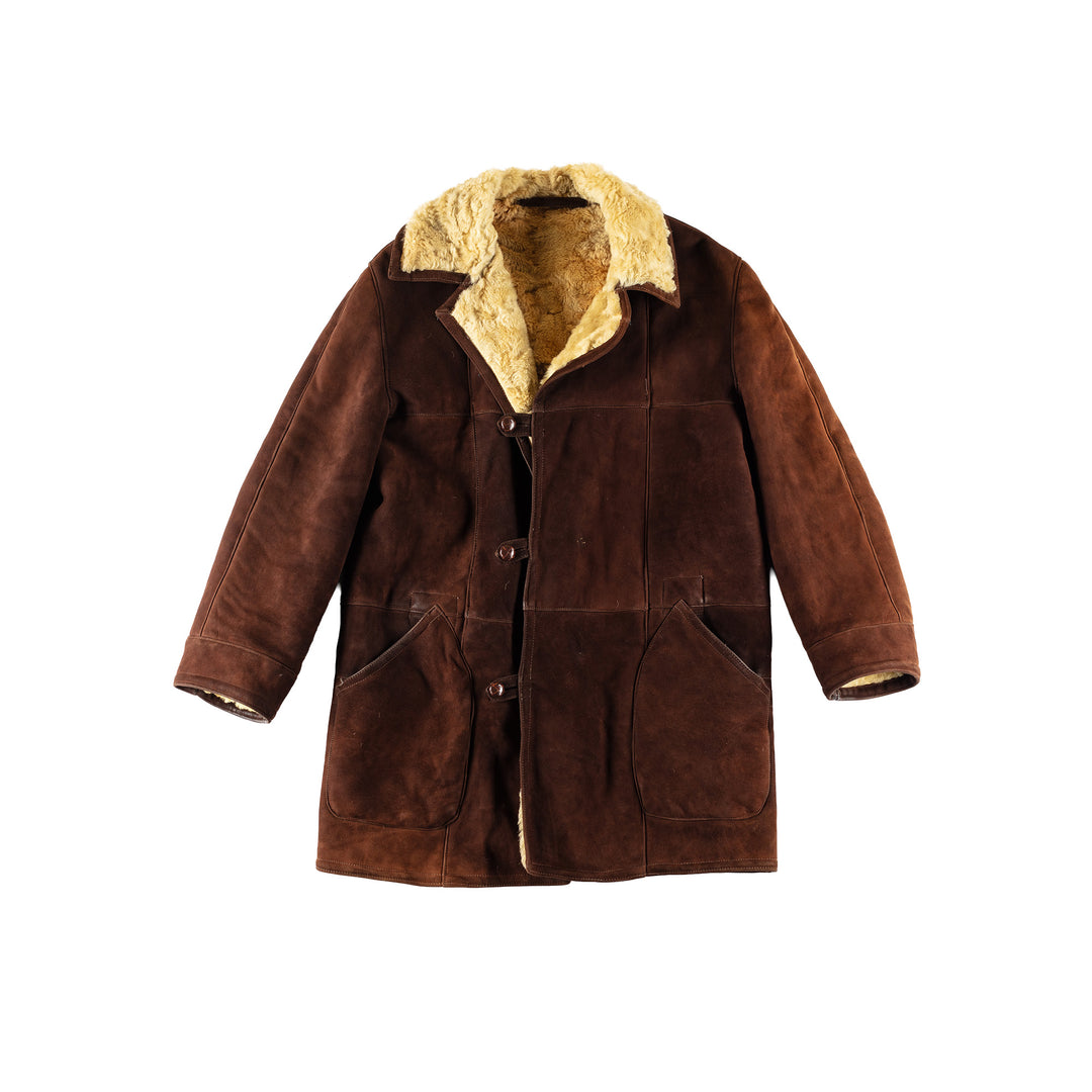 Vintage 70's Men Sheepskin Coat in BrownVN757