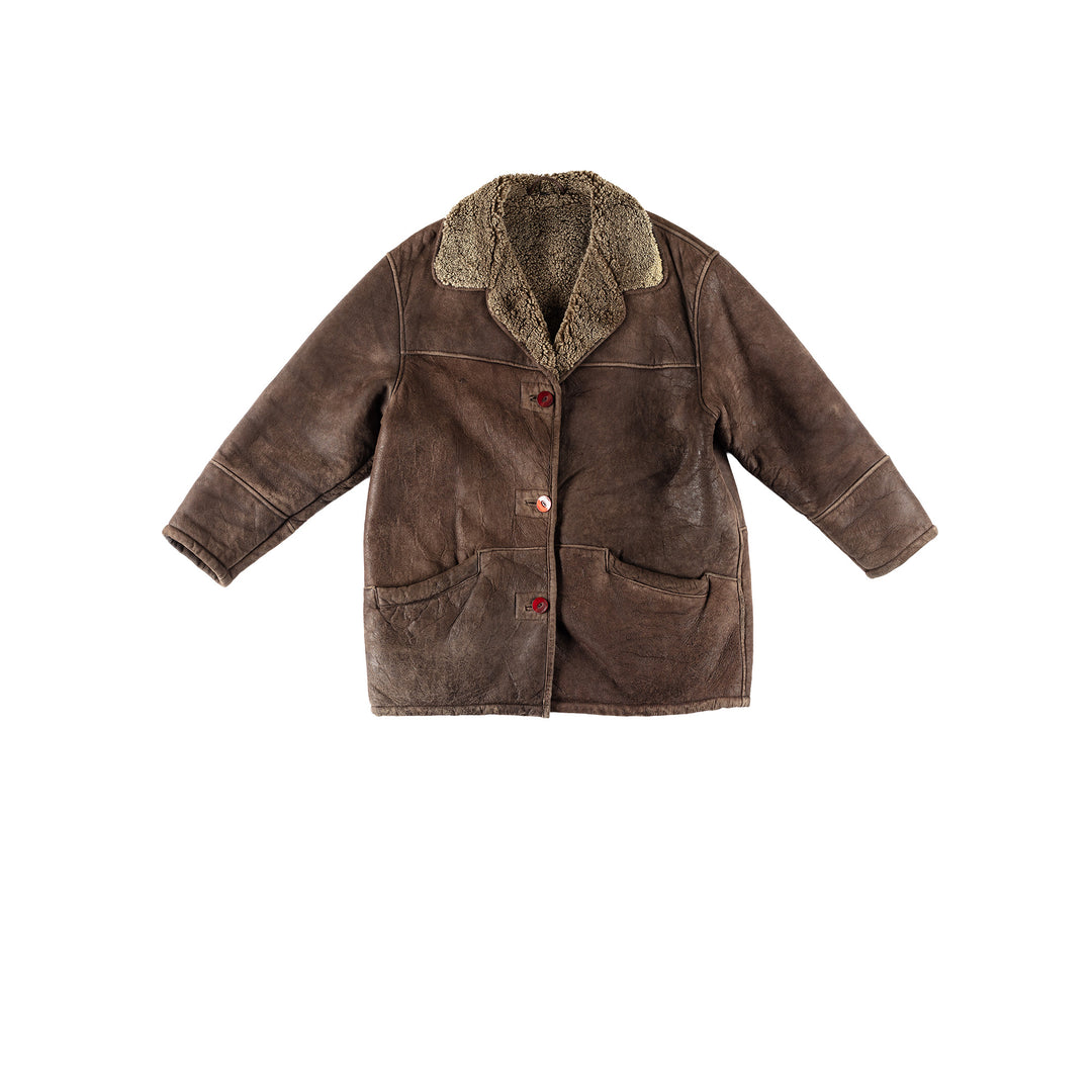 Vintage 80's Women Sheepskin Coat in BrownMN714