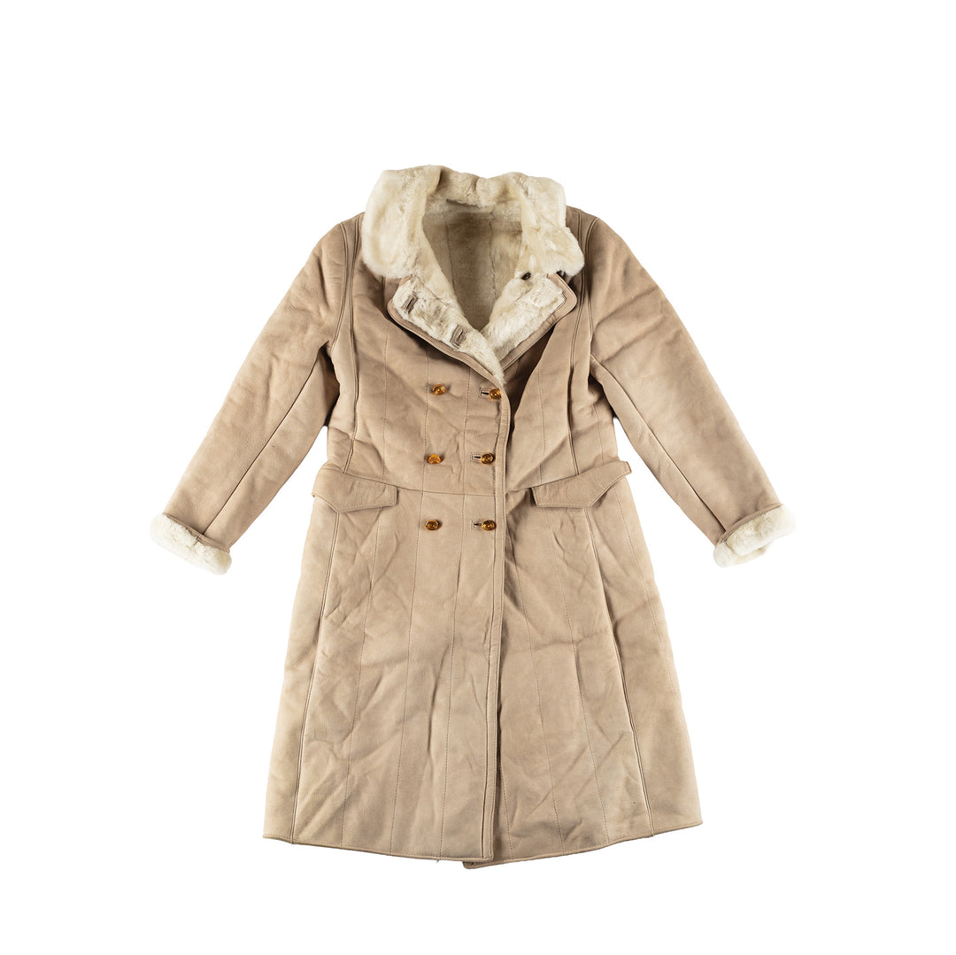 Vintage 70's Women Sheepskin Coat in BeigeMN460