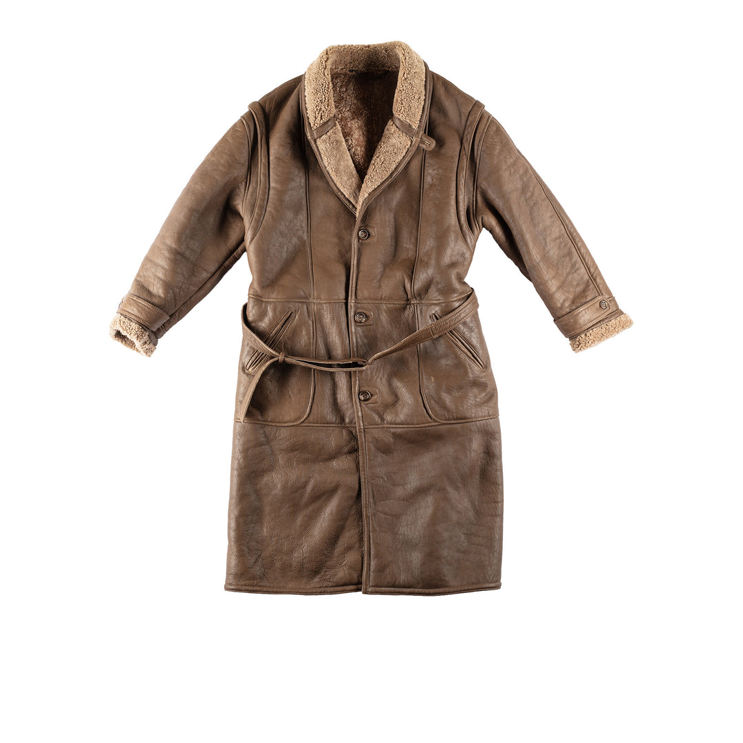Vintage 80's Men Sheepskin Coat in BrownVN681