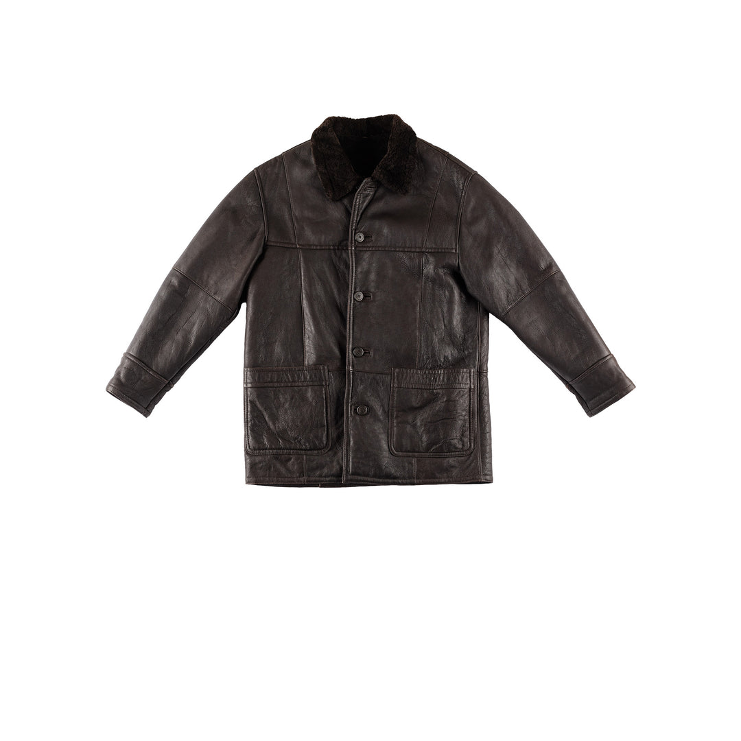 Vintage 80's Men Sheepskin Coat in BrownVN774
