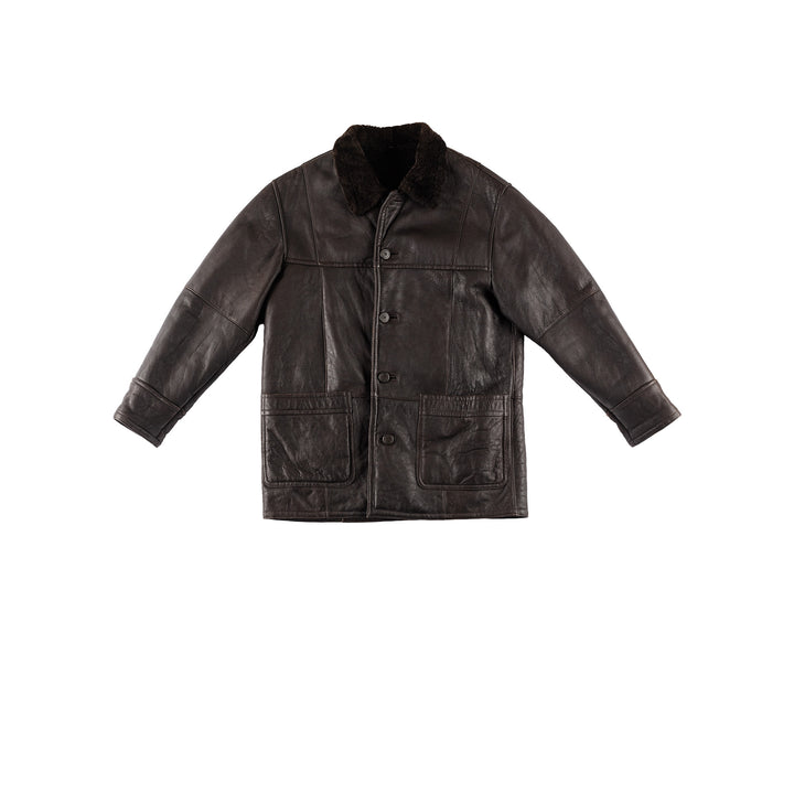 Vintage 80's Men Sheepskin Coat in BrownVN774