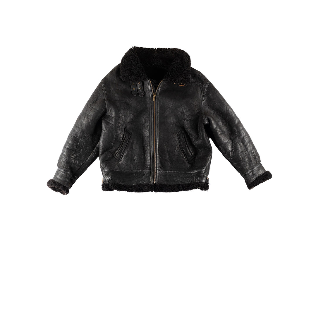 Vintage 80's Men Sheepskin Jacket in BlackVN783