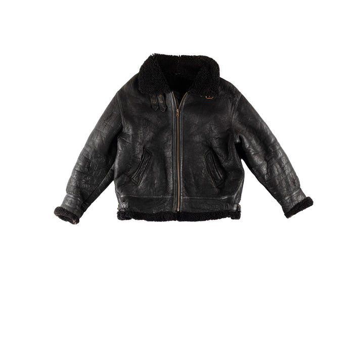 Vintage 80's Men Sheepskin Jacket in BlackVN783