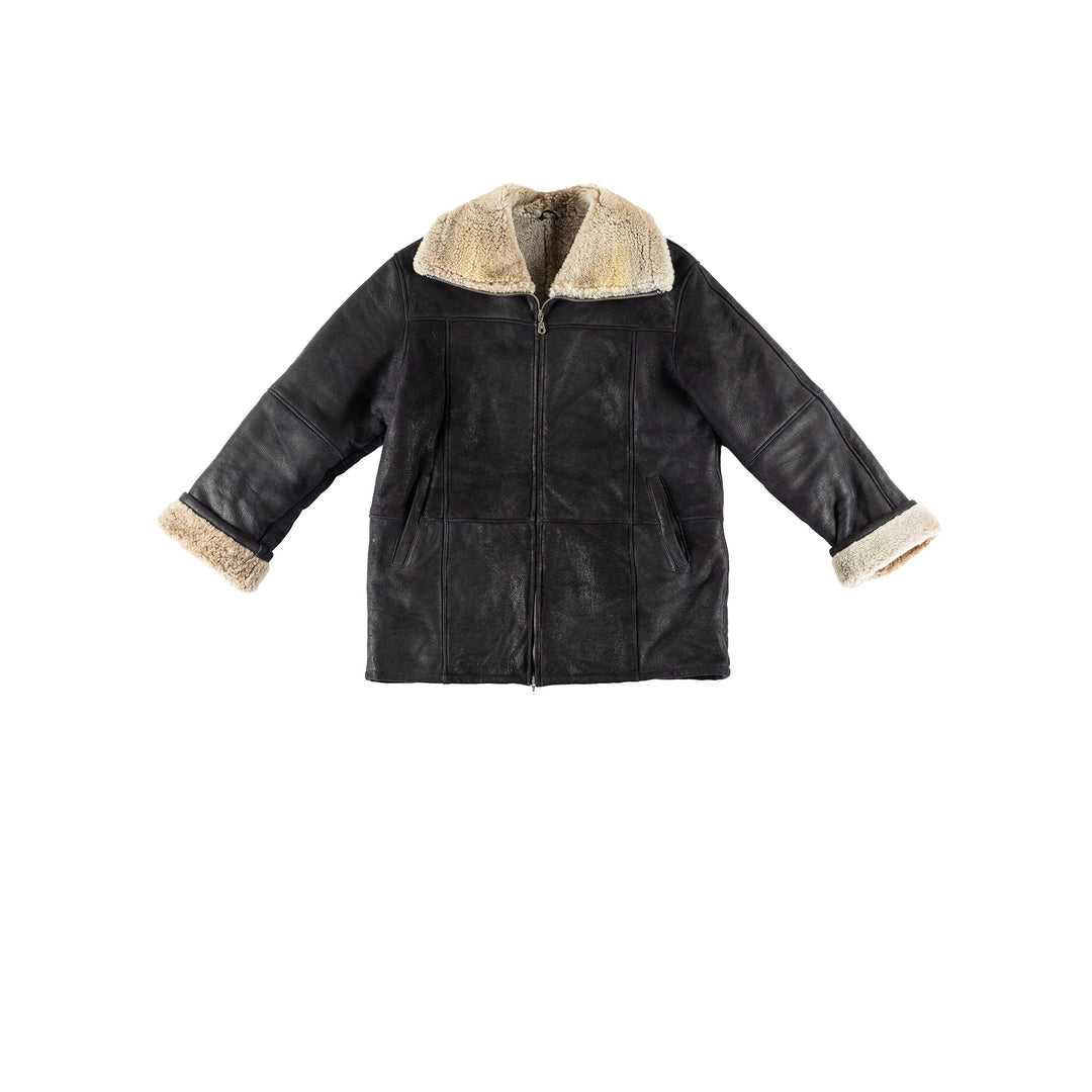 Vintage 80's Women Sheepskin Jacket in BlackMN452
