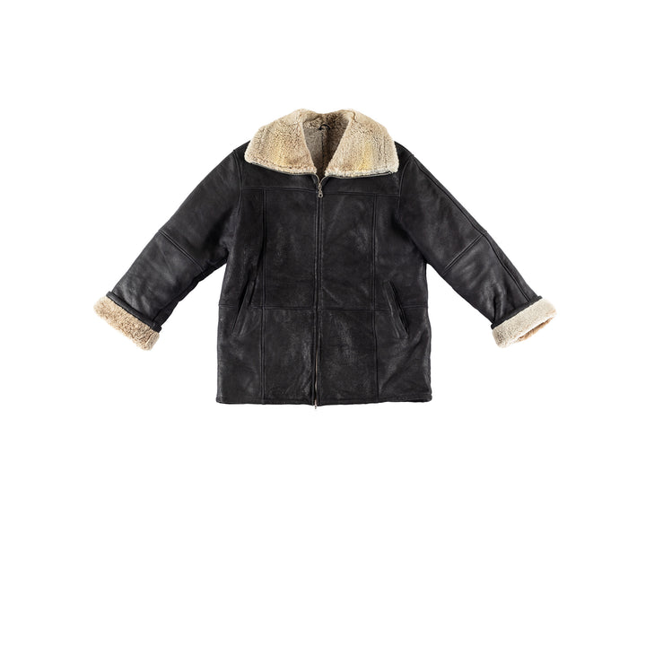 Vintage 80's Women Sheepskin Jacket in BlackMN452