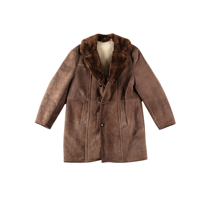Vintage 80's Men Sheepskin Coat in BrownVN297
