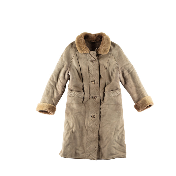 Vintage 70's Women Sheepskin Coat in BeigeMN797