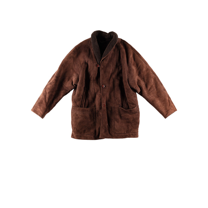 Vintage 80's Men Sheepskin Coat in BrownVN777