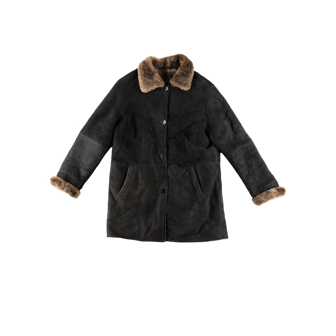Vintage 80's Women Sheepskin Coat in BlackMN620