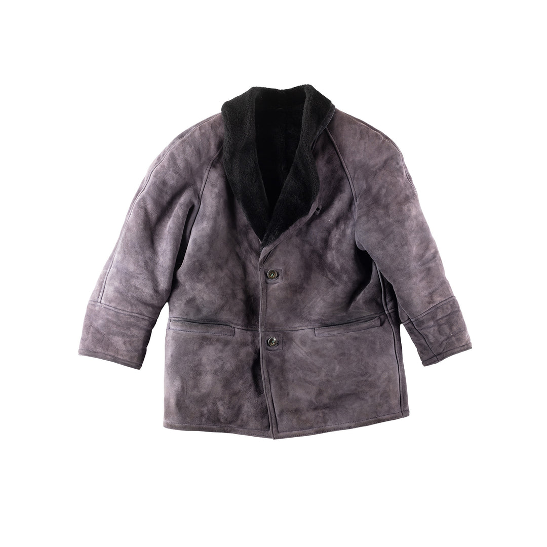 Vintage 80's Men Sheepskin Coat in Purple