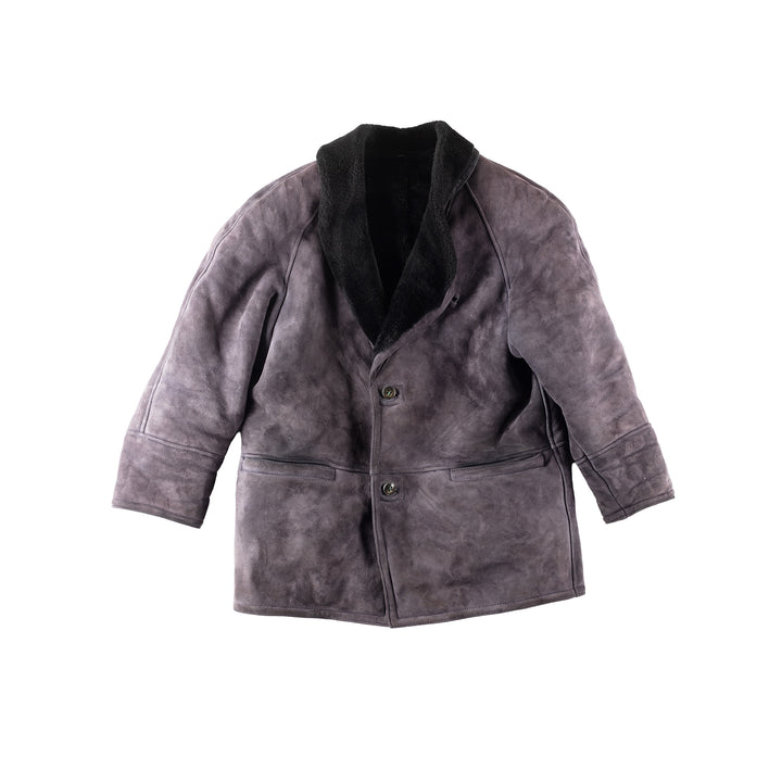 Vintage 80's Men Sheepskin Coat in Purple