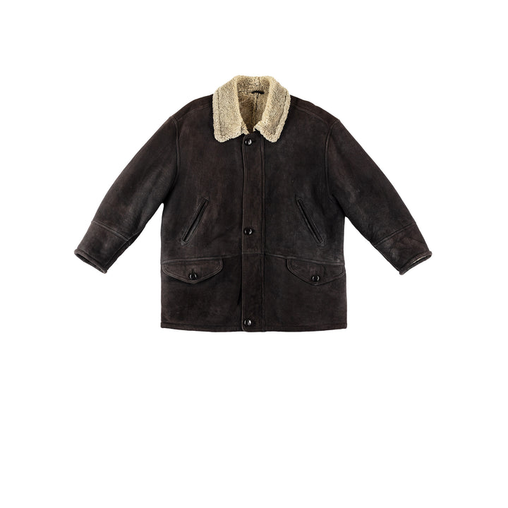 Vintage 80's Men Sheepskin Coat in BlackVN720