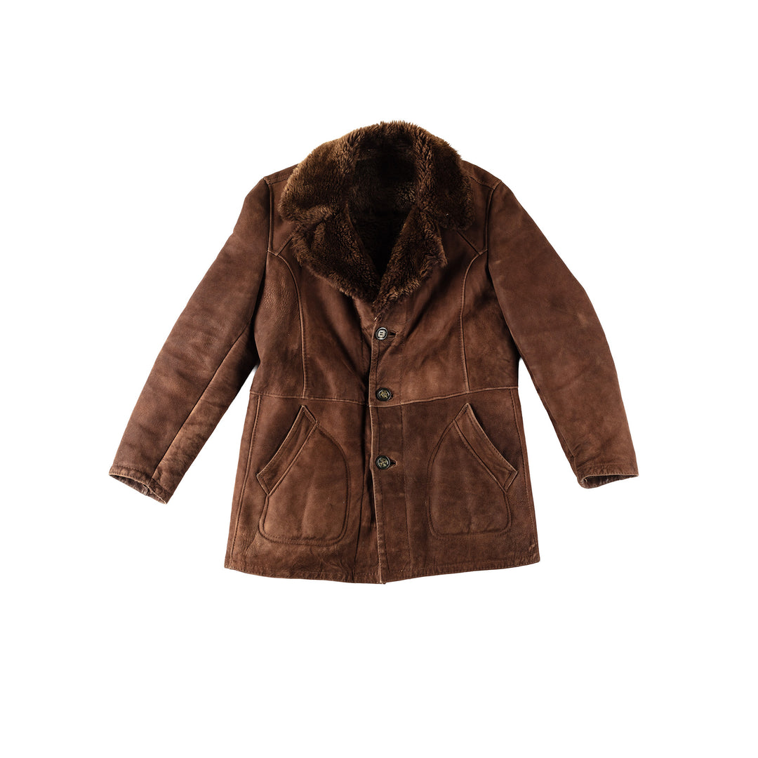 Vintage 70's Men Sheepskin Coat in BrownVN342