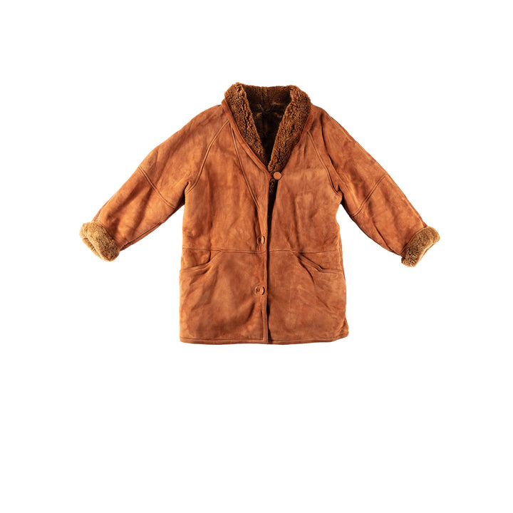 Vintage 80's Women Sheepskin Coat in GrayMN310